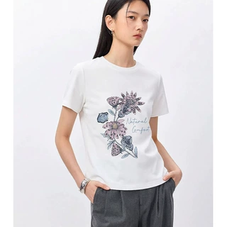 【菲*定单】2026夏季爆款简约宽松圆领印花T恤女减龄百搭短袖上衣