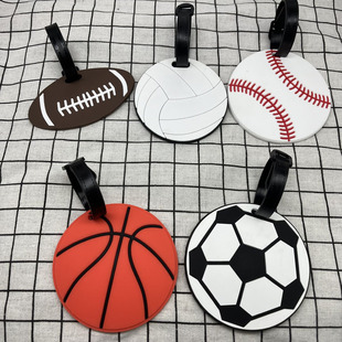 Manufacturer Pvc Soft Rubber Football Ball Luggage Tag Baseball Olive Volleyball Basketball Tag Airplane Luggage Tag