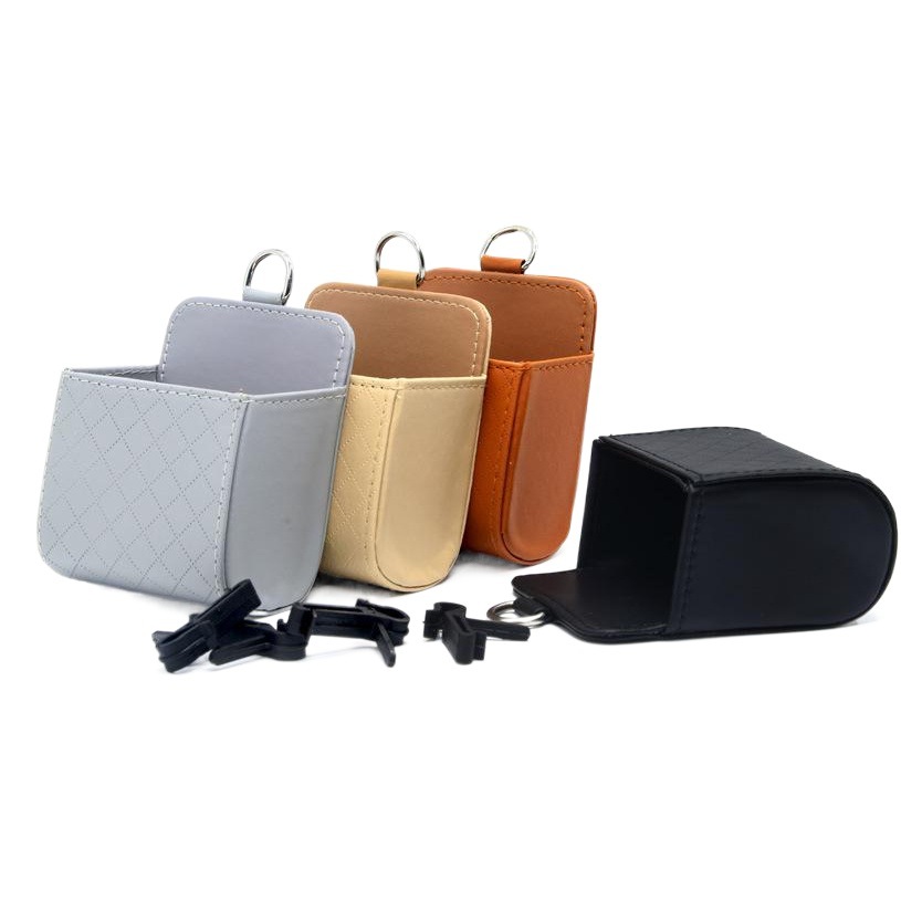 Directo de fábrica coche aire acondicionado salida de aire caja de almacenamiento multifuncional bolsa de almacenamiento de cuero entrega de una sola pieza