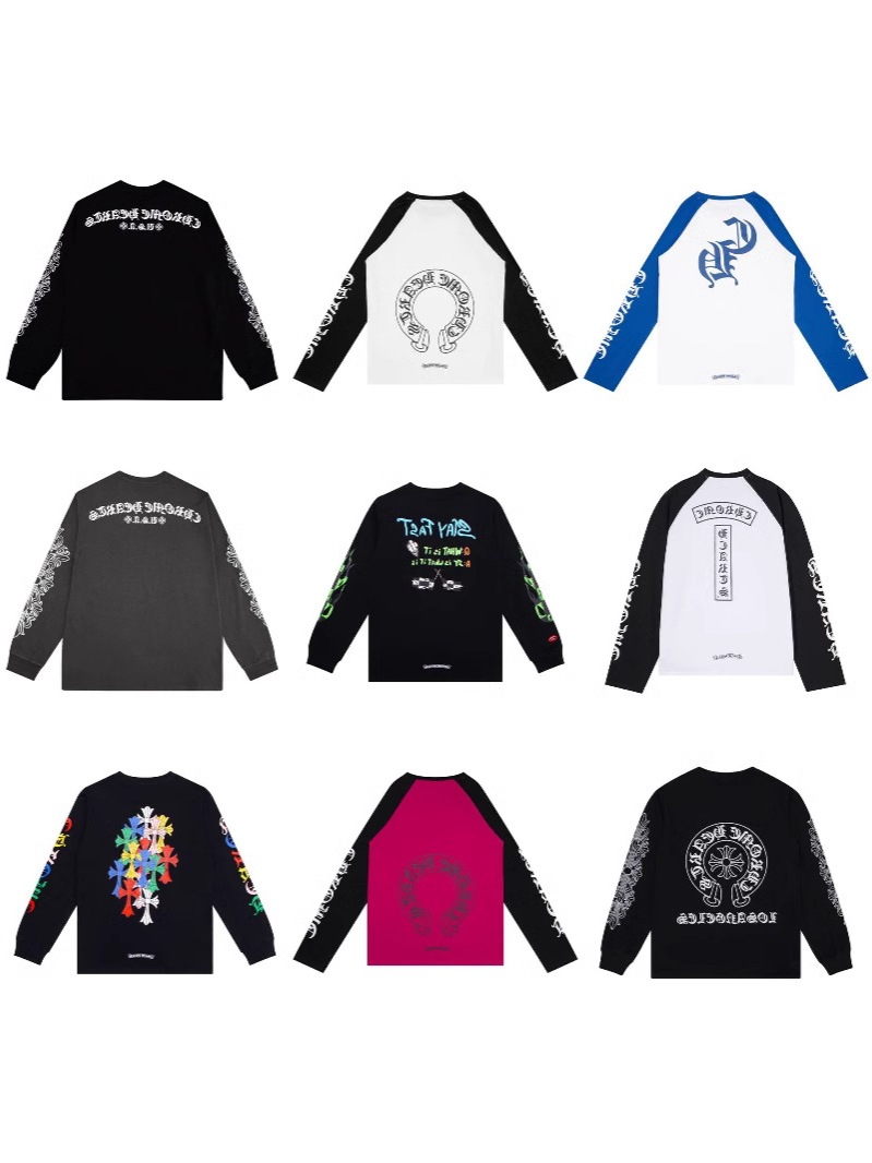 跨境潮牌Chrome Heart克罗伈长袖T 恤纯棉男女款宽松现货批发