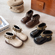 ins英伦风马丁靴2025秋冬季新款韩版女童蕾丝花边公主靴软底短靴