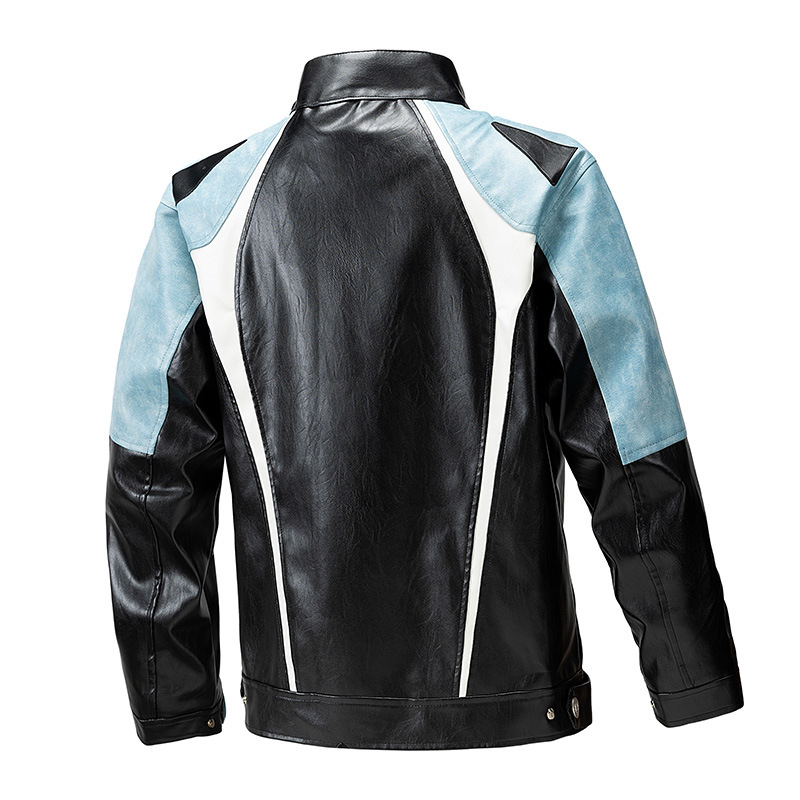 Chaqueta de cuero PU de estilo americano chaqueta de hombre primavera y otoño nuevo cuello vertical chaqueta de moda de hombre chaqueta exterior
