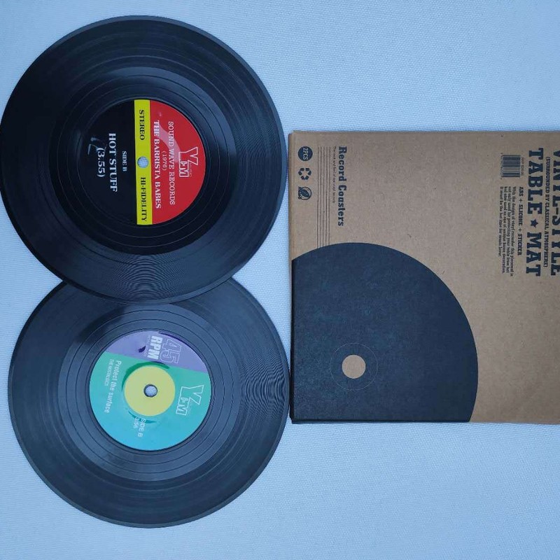 复古唱片杯垫黑胶餐垫RetroVinyl咖啡杯垫防滑隔热垫圆形|undefined