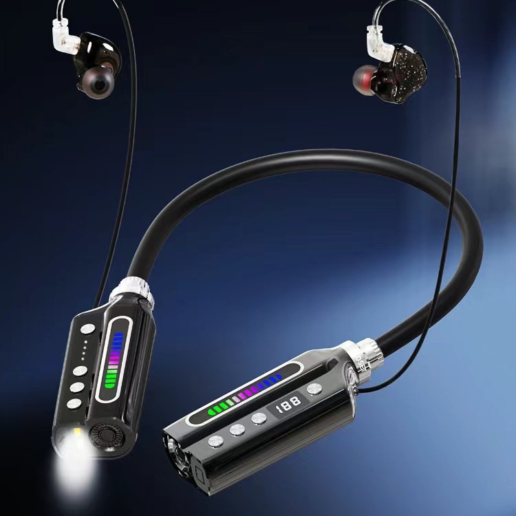 Auriculares inalámbricos con cuello colgante V8, batería grande, tarjeta TF en la oreja, funcionamiento al aire libre, auriculares Bluetooth, impermeables y resistentes al sudor