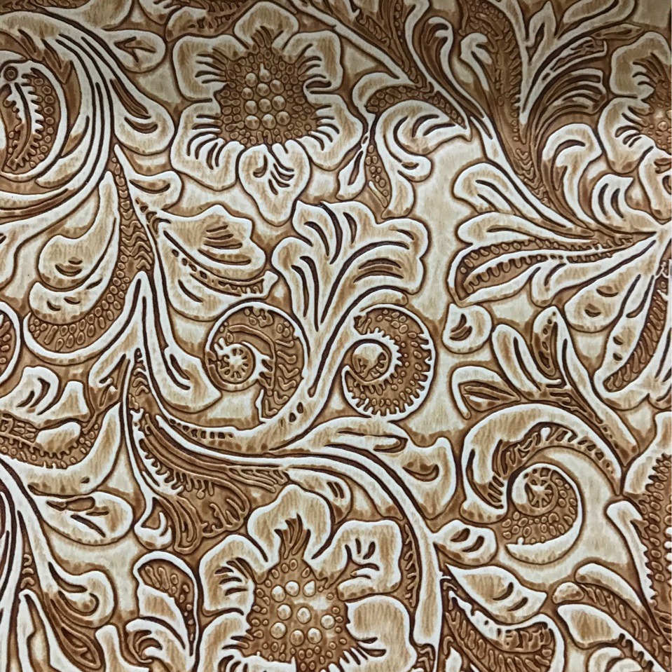 打印喷绘印花印刷毛底半PU皮料 金属仿刺绣印花花膜荔枝纹皮革