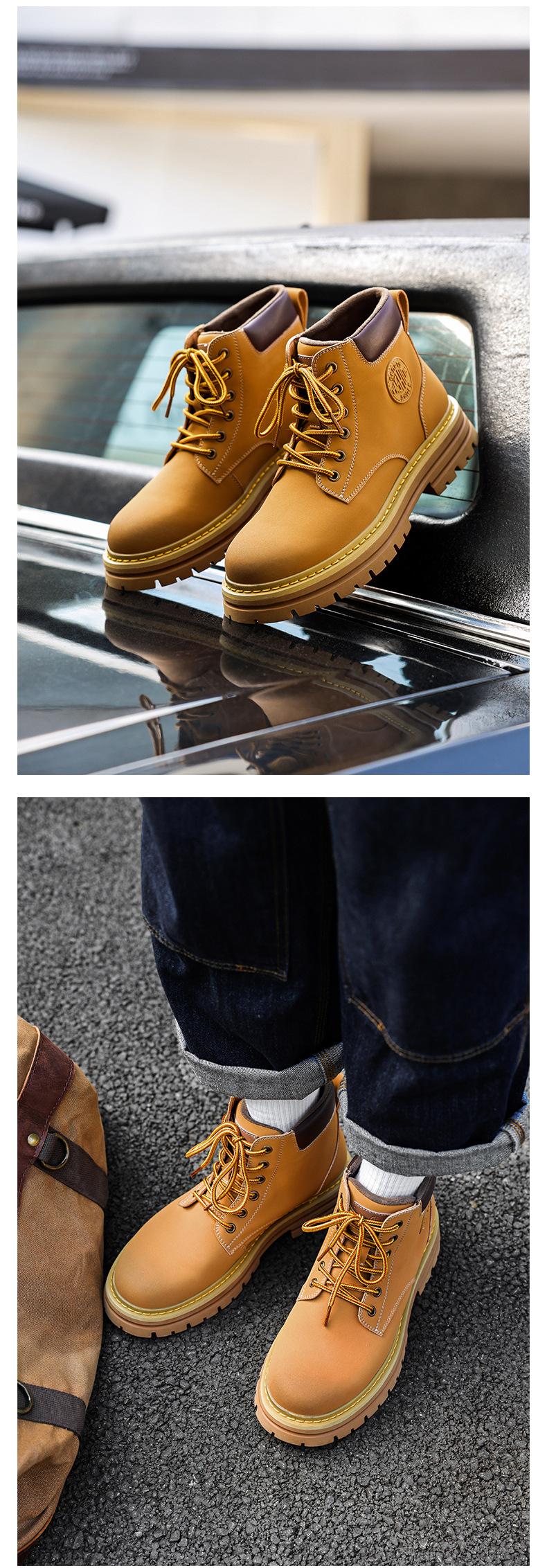 Nuovi stivali da uomo in pelle classici stivali grandi gialli stivali da lavoro da uomo retrò_voghion.com