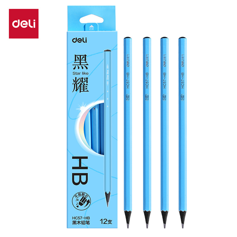 Delik HC57 negro Yao negro madera hexagonal estudiantes escriben lápiz de plomo de grafito 2B / HB lápiz de escritura