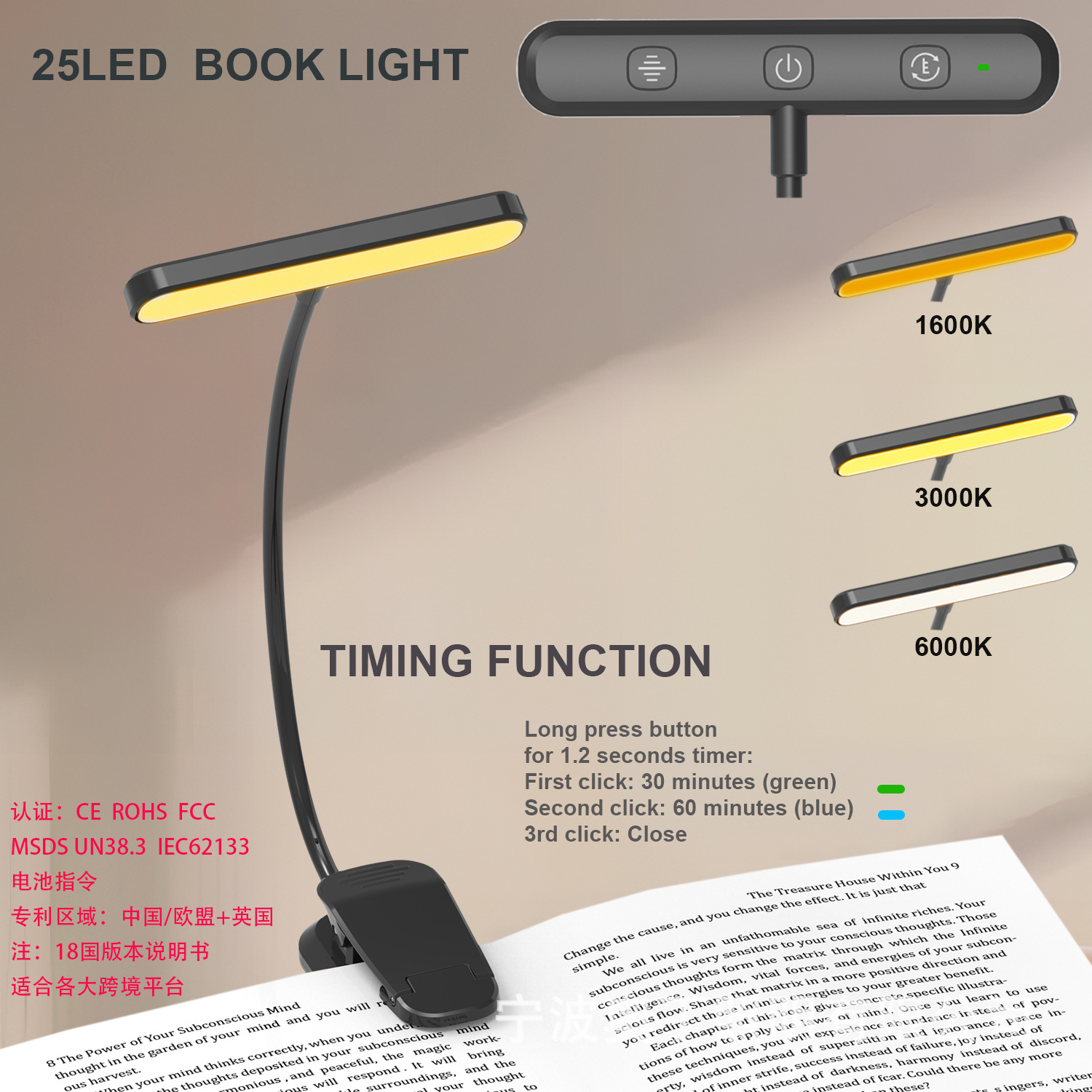 Nuevo clip de lectura lámpara de libro lámpara de escritorio lámpara de partitura lámpara de lectura lámpara de libro lámpara tipo-c recargable lámpara de noche