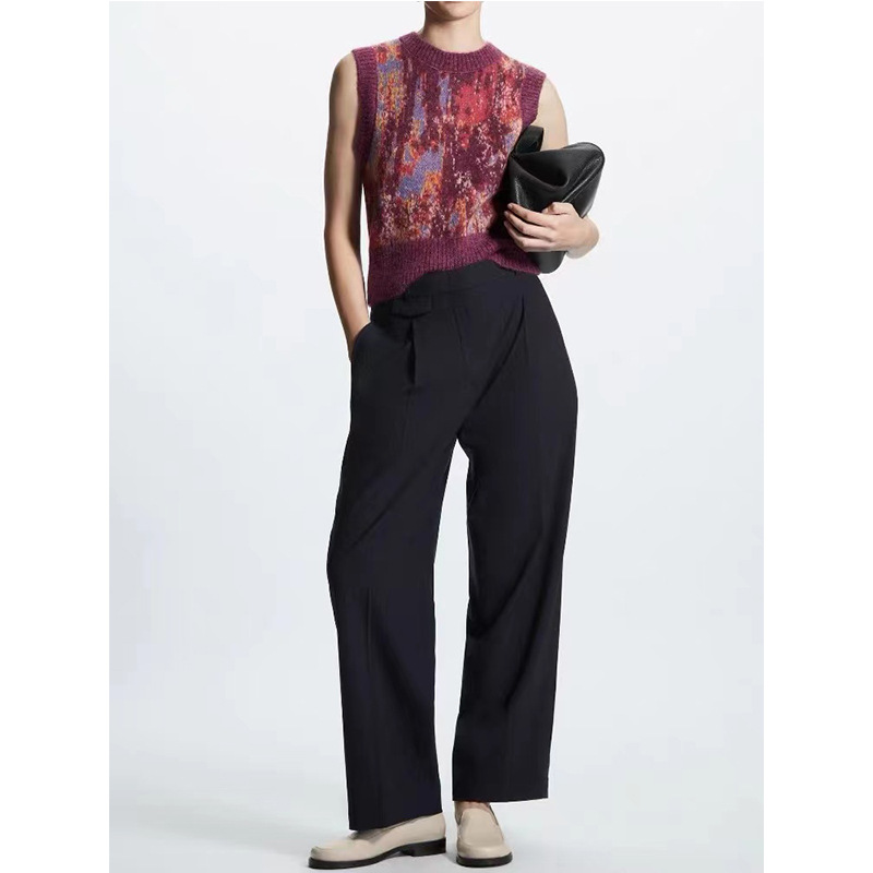 Primavera, otoño e invierno nuevo jacquard sin mangas mohair cuello redondo Chaleco de punto tres temporadas desgaste interior chaleco superior para mujeres image 5