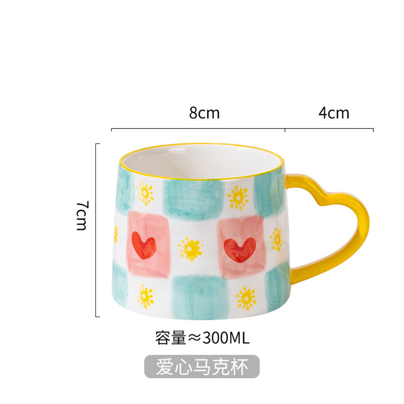可爱少女心ins风陶瓷杯马克杯爱心创意手绘杯子咖啡杯伴手礼礼品|undefined