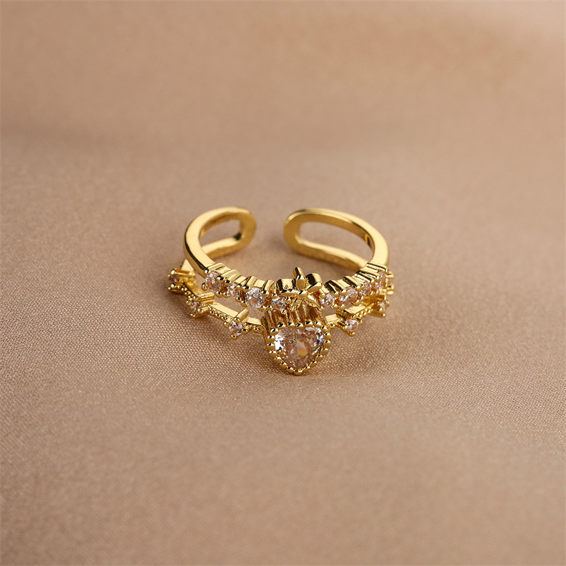 Fashion Geometric Copper Irregular Zircon Open Ring 1 Piece