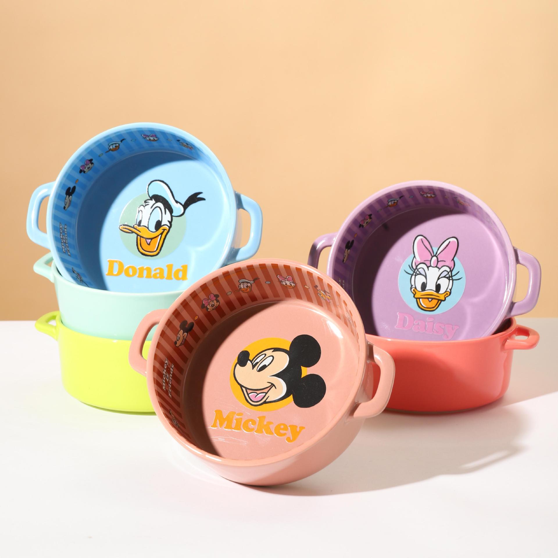 Disney serie de Mickey de gran calibre para gatos bolos de agua de cerámica para perros bolos Mickey Minnie cuello anti-voltear platos