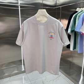 跨境卡萨布兰卡短袖 夏季潮流CASA字母印花麦穗网球场logo男装t恤
