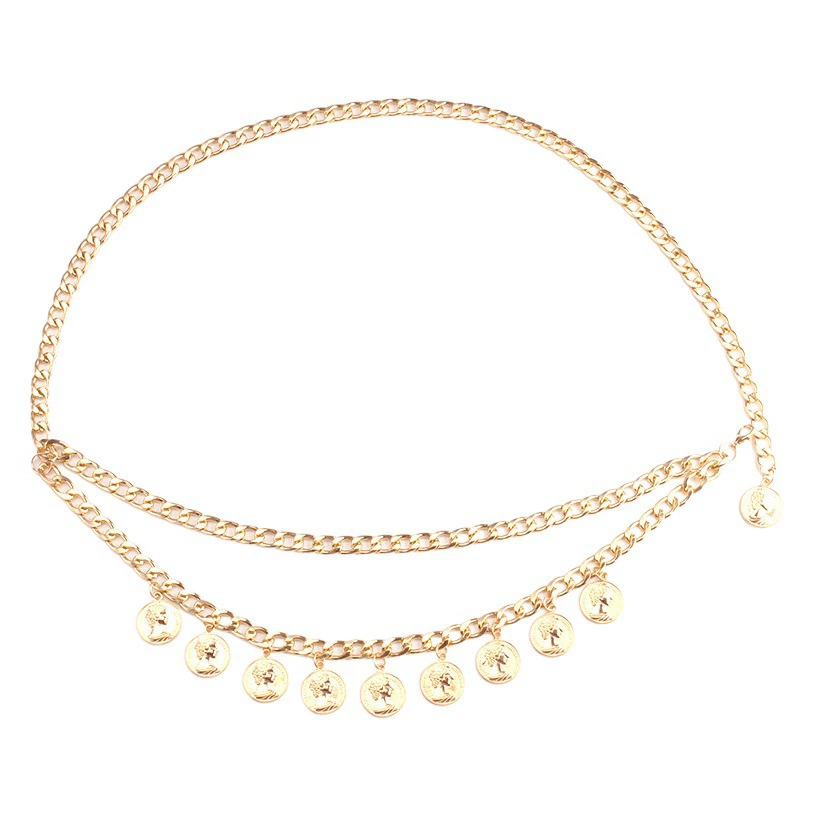 Европейская и американская трансграничная Горячая продажа ретро-портретная монета декоративная подвеска цепочка для тела сексуальный холодный стиль простая поясная цепочка для женщин