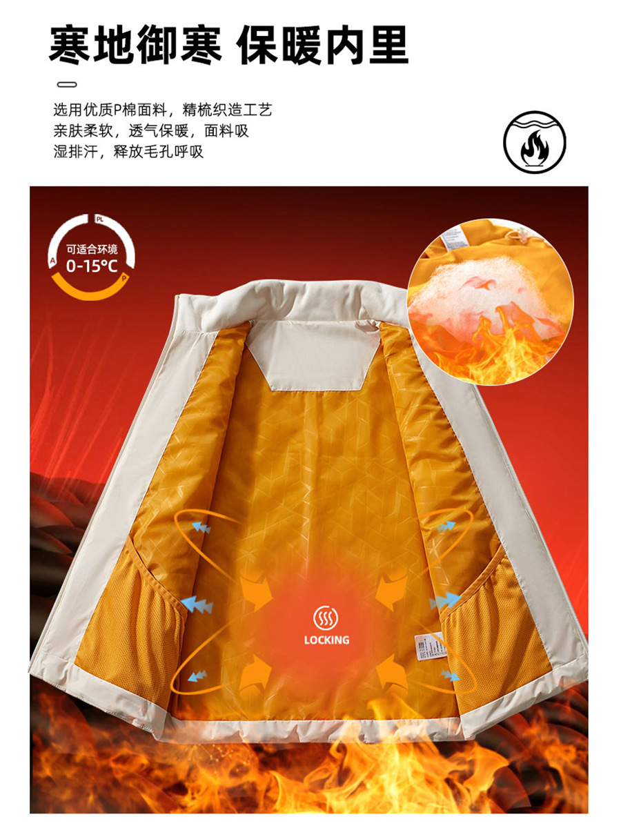 Al aire libre transfronterizo impermeable de terciopelo con venta de herramientas de abrazadera de caballo chaqueta de algodón chaleco de moda masculino personalizado invierno