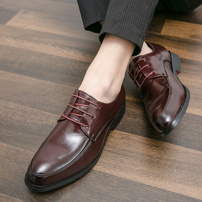 Zapatos de cuero de negocios para hombres primavera y otoño coreanos zapatos de moda de punta novio zapatos de derby image 5