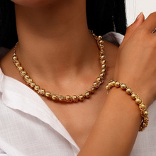 欧美跨境饰品新款时尚朋克珠子手链项链套装潮流嘻哈串珠首饰套装