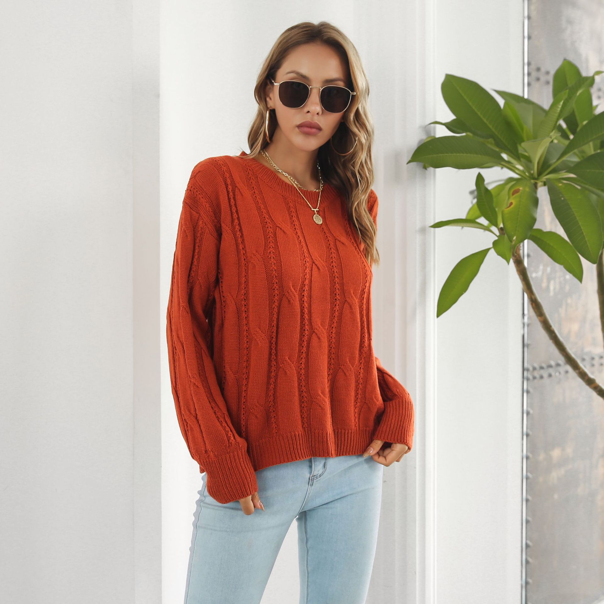 Twist Hollow Out Cutout out Sweater Women Loose Autumn Winter Long Sleeved Casual Knitwear Sweater 10 Twist Hollow Out Cutout out Sweater Women Loose Autumn Winter Long Sleeved Casual Knitwear Sweater
