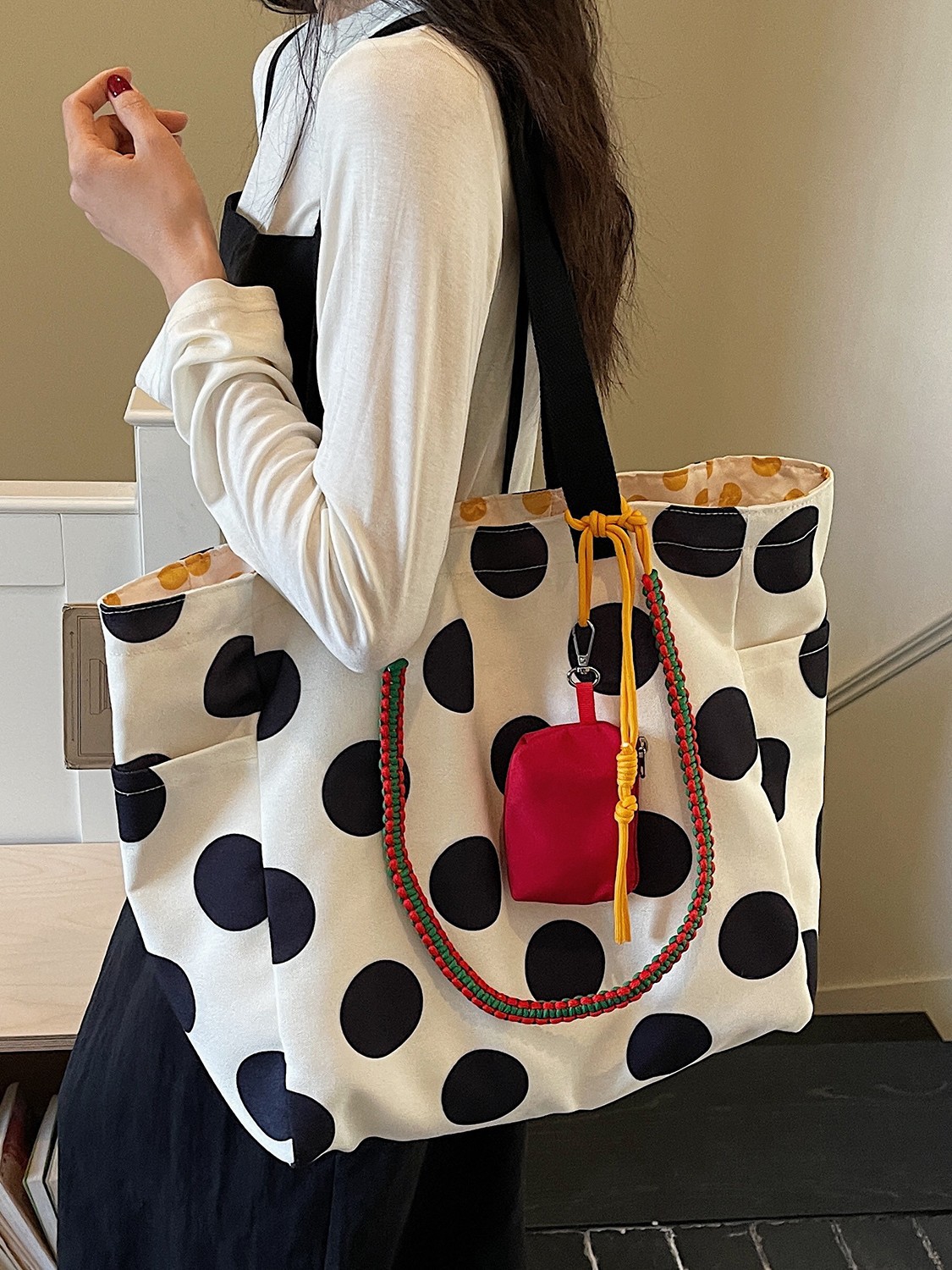 Coreano simple onda punto bolso de hombro para mujeres ventas calientes nuevos estudiantes perezosos clase de viaje bolsa de gran capacidad