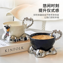 家用陶瓷马克杯高级感办公室小众大容量创意情侣爱心带勺咖啡杯子