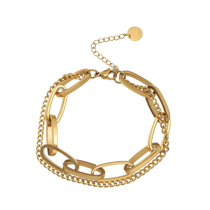 304 Stainless Steel Material Solid Color Pattern All Seasons Season Women'S Gender PVD Coated Real Gold Plated 18K Gold Solid Color 304 Stainless Steel Classic Style Waterproof Non Tarnish 304 Stainless Steel Bracelets