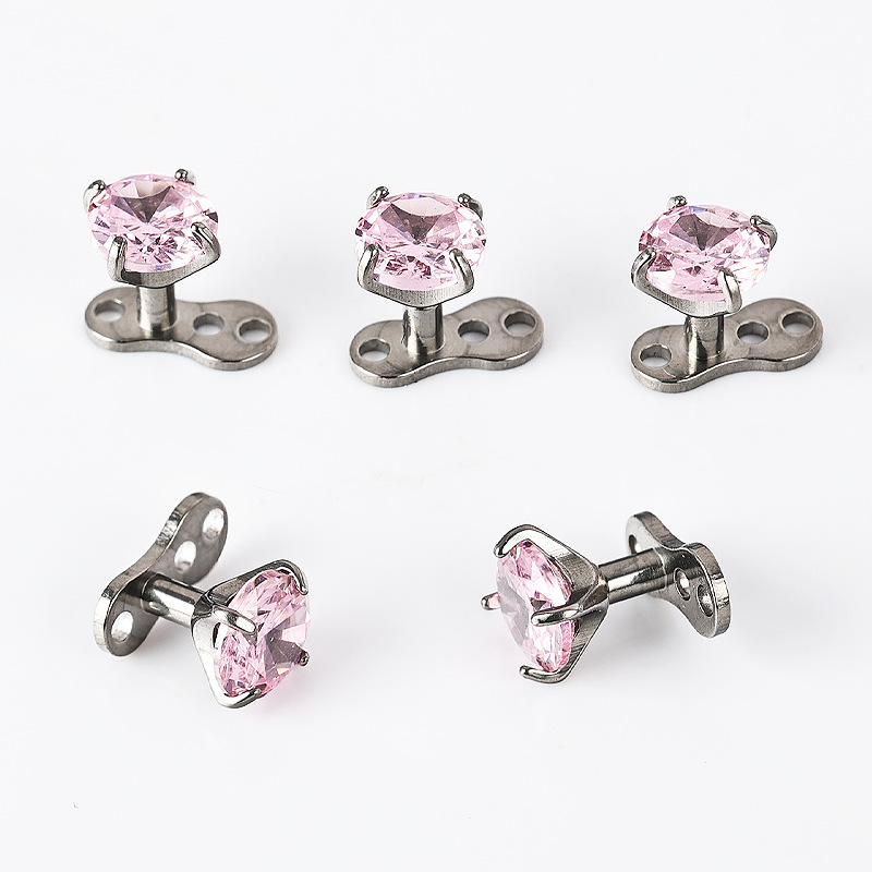 Zesen G23 Titanium Alloy Subcutaneous Buried Nail Zircon Internal Thread Lockbone Nail with Base suit Puncture Jewelry detail image 12