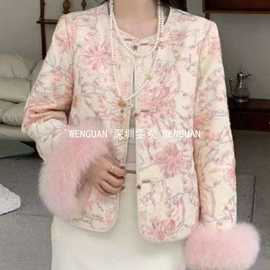 南油轻奢女装【繁花生香】满绣缝珠鹅绒服冬季狐狸毛袖可拆卸设计