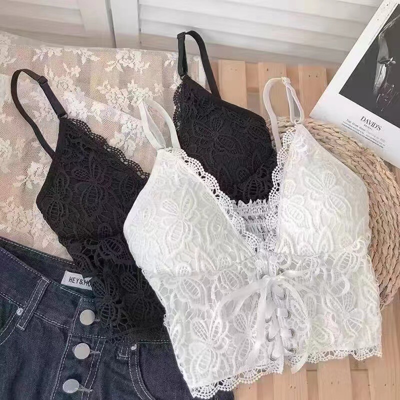 French-Style Sexy V-Neck Lace-Up Bowknot Slim-Fit Lace-Up Camisole Outerwear Base Top with Beautiful Back Design and Chest Wrap Lingerie for Women French-Style Sexy V-Neck Lace-Up Bowknot Slim-Fit Lace-Up Camisole Outerwear Base Top with Beautiful Back Design and Chest Wrap Lingerie for Women