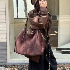 大容量麂皮绒托特包女高级感通勤子母包休闲慵懒松弛感单肩包大包