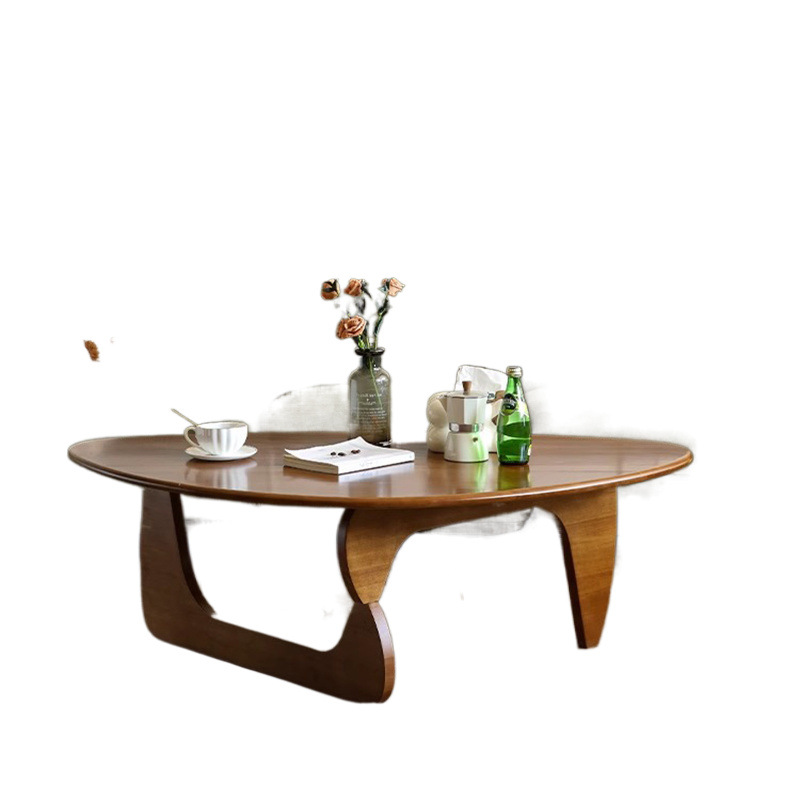 Madera sólida nueva mesa de té triangular nórdica en forma de mesa de té retro simple y moderna sala de estar japonesa para el hogar