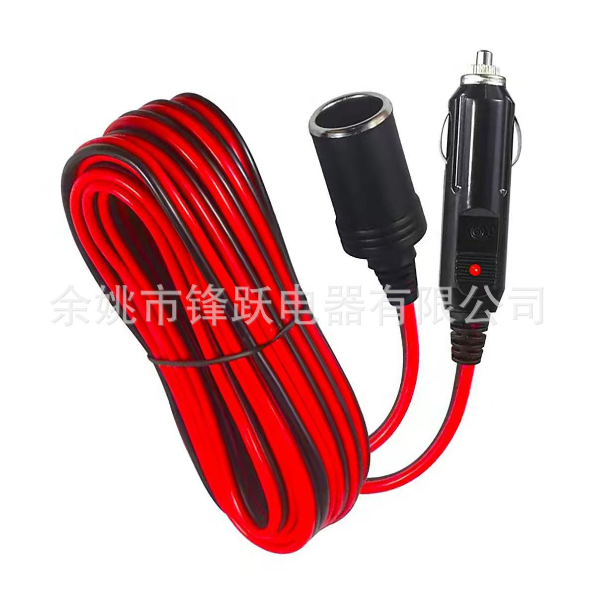 3 m cigarette lighter extension cord 12V/24V male plug adapter 16AWG heavy duty extension cord LED light