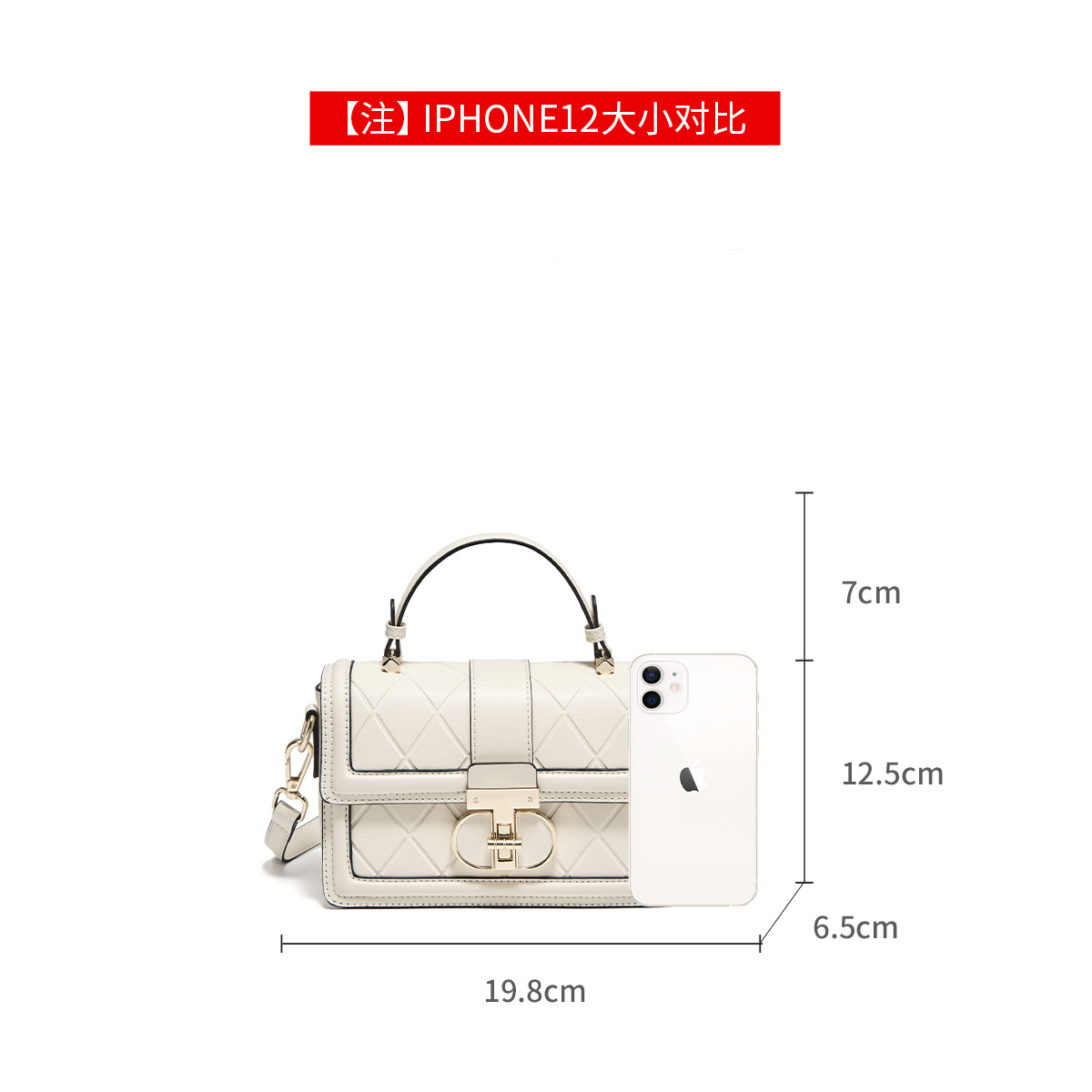 Golden Fox Leather Luxury Designer Handbag For Women New Niche Diamond Grid Crossbody Small Square Bag - Thumbnail 4