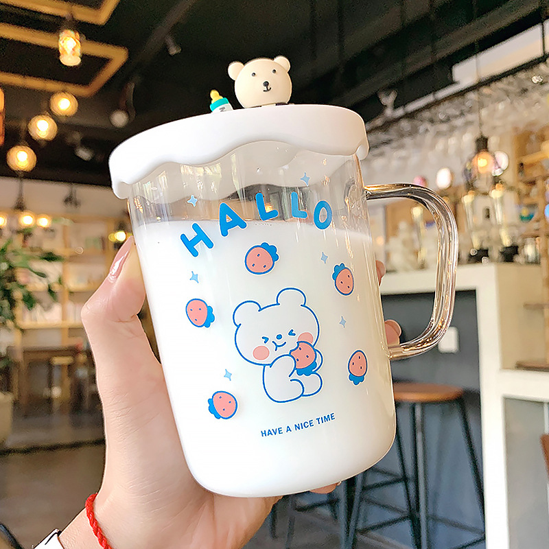 Cute Bear Portable Anti-scalding Glass Cup display picture 3
