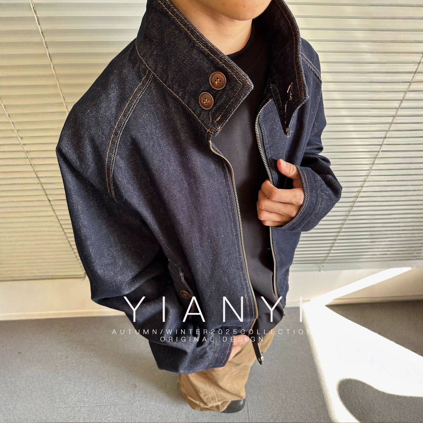 MADEEXTREME 25, весенне-осенние мужские джинсовые топы в американском стиле ретро оригинального цвета на молнии, топы Harrington, топ