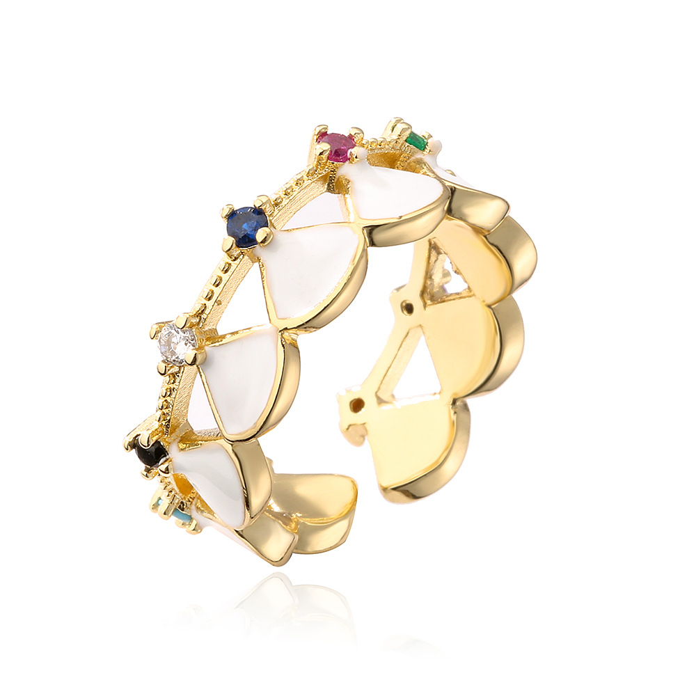 Fashion Geometric Copper Inlay Zircon Open Ring 1 Piece