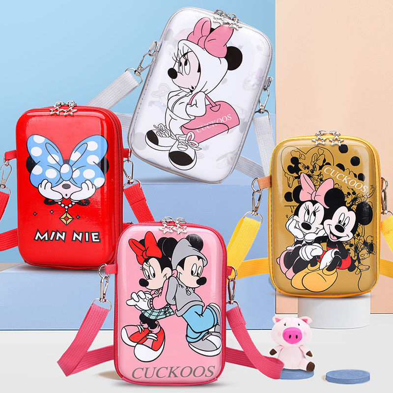 2025 New Korean Cartoon Mickey Mouse Small Square Bag Women's Shoulder Bag Crossbody Bag Fashion Printed Mobile Coin Purse