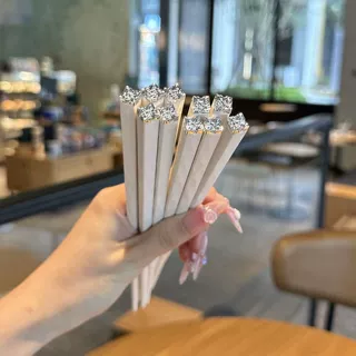 高档白色合金筷子新款抗菌防霉防滑耐高温高颜值餐具家用一人一筷