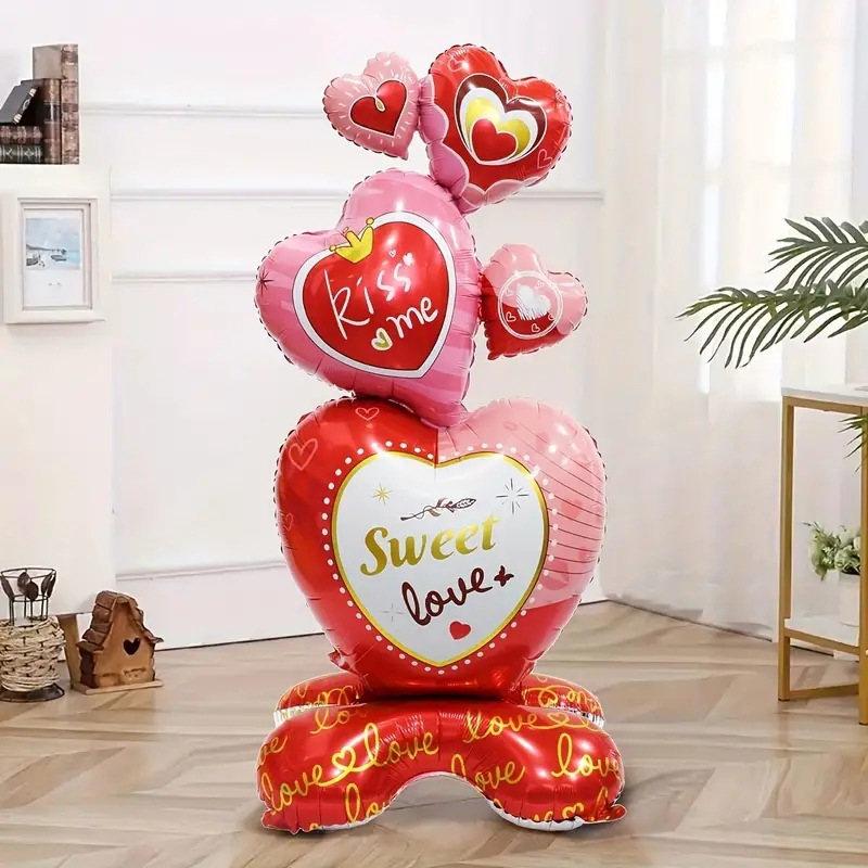heart -shaped foil balloon and large base