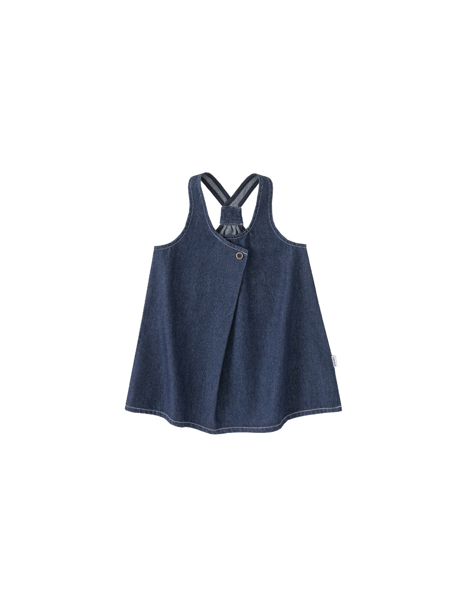 Yoobao ropa infantil de niña vaquero vestido de cinturón de otoño nuevo chaleco de bebé de color sólido vestido de otoño vestido infantil