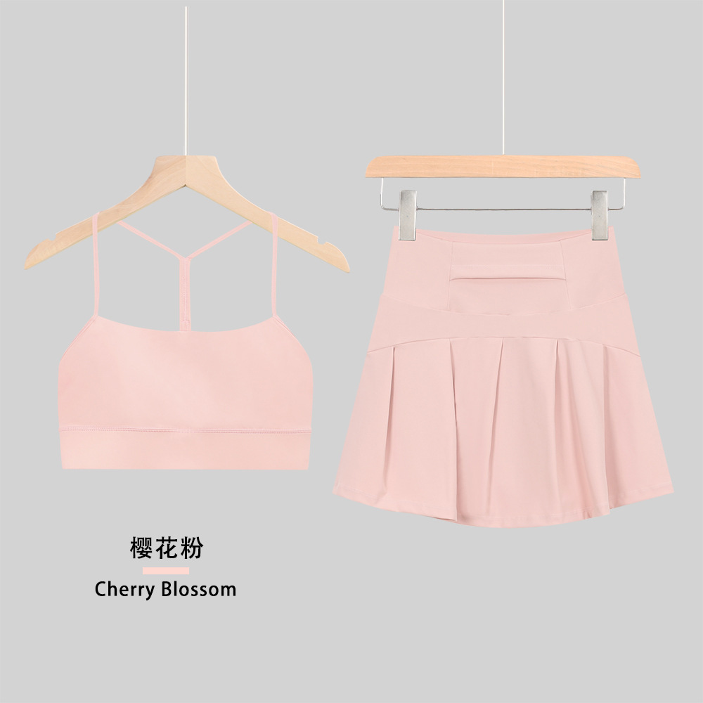 스커트 Y자 브라 세트 벚꽃 핑크