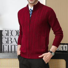 正品牌百搭男士羊绒针织衫半高领开衫冬季保暖加厚毛衣中年羊毛衫