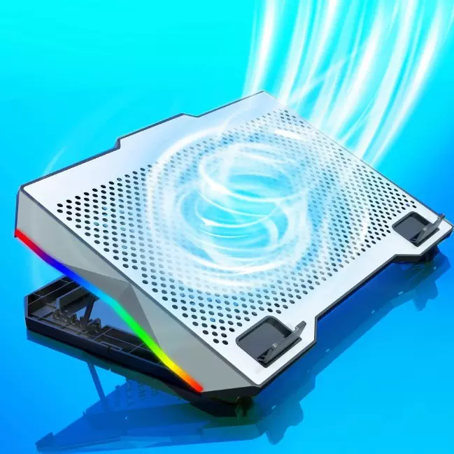 S601新款RGB笔记本散热器便携高度调节游戏本散热底座带手机支架