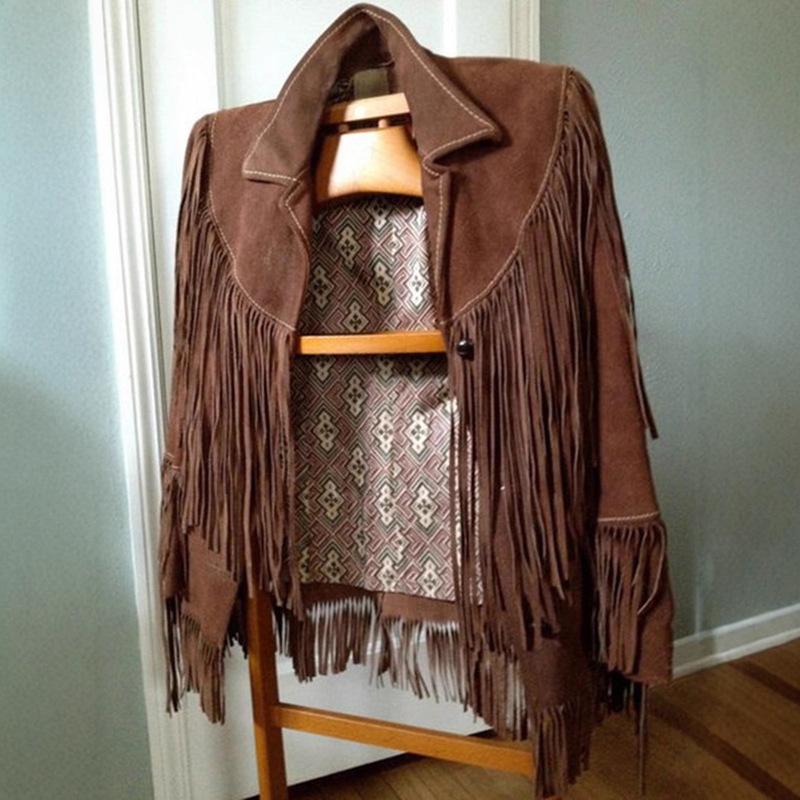 Aliexpress lazada Popular Amazon wish Suede Tassel Long-sleeved Bohemian Ethnic Style Jacket