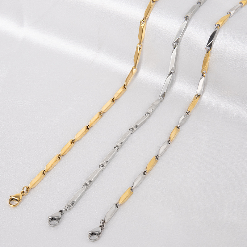 Collana da uomo in acciaio inossidabile al titanio, pendente femminile con diamanti realizzato a mano con catena di semi di melone, catena a bastoncino_voghion.com