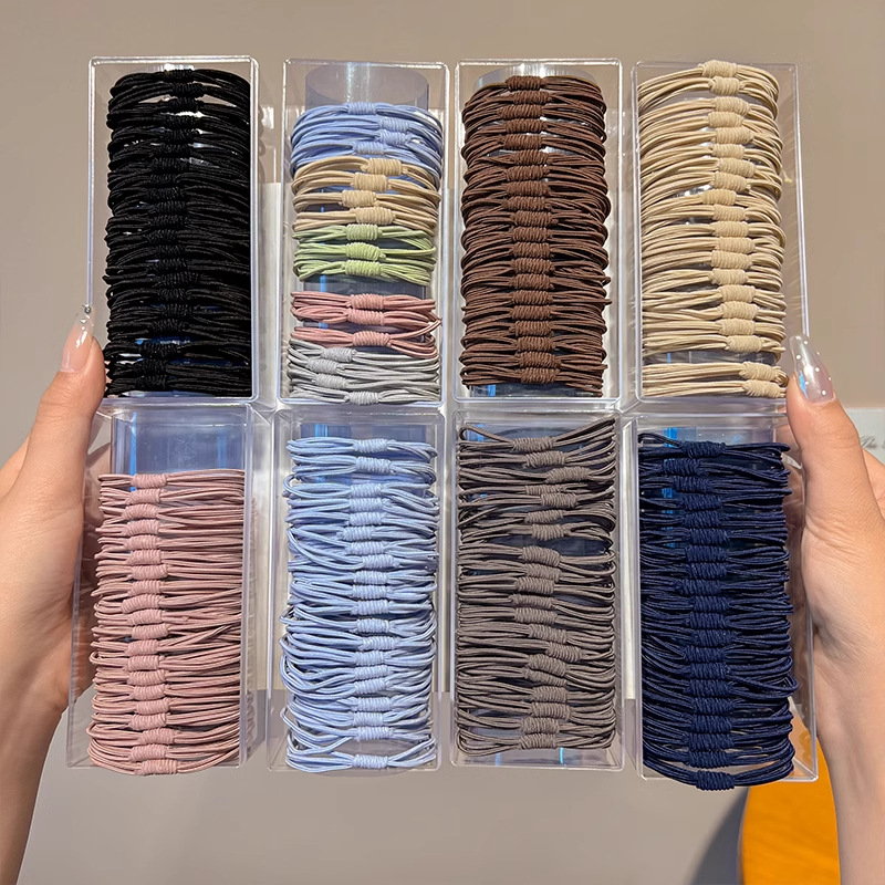 Cuerdas de cabeza de alta sensación multi-círculo de goma cuerdas de cabello de cabello de cola de caballo de alto anillo de cabello de alta elasticidad cubierta de cuero al por mayor