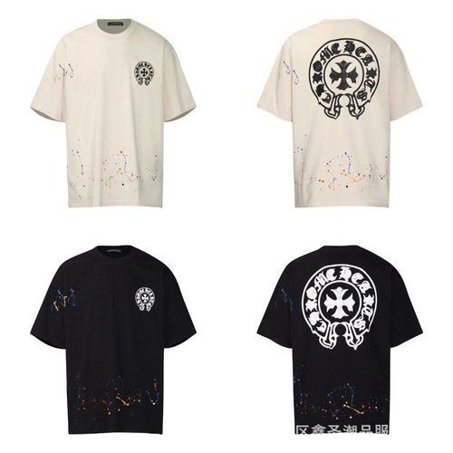Chrome Heart 24 New Arrival Summer Trendy Brand Short-Sleeved T-Shirt—European and American Street Style Men's and Women's Half-Sleeve T-Shirt Collection