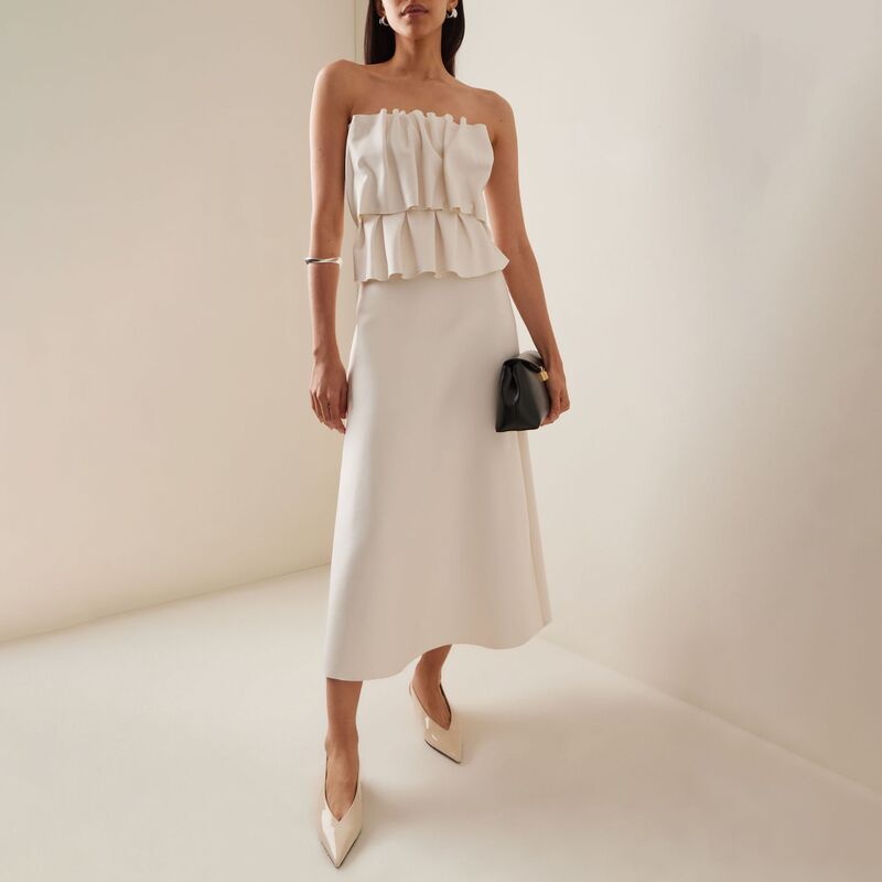 Cross-Border European and American New High-End Dress White Pleated Dress French Splicing Pleated Tube Top Long Skirt
