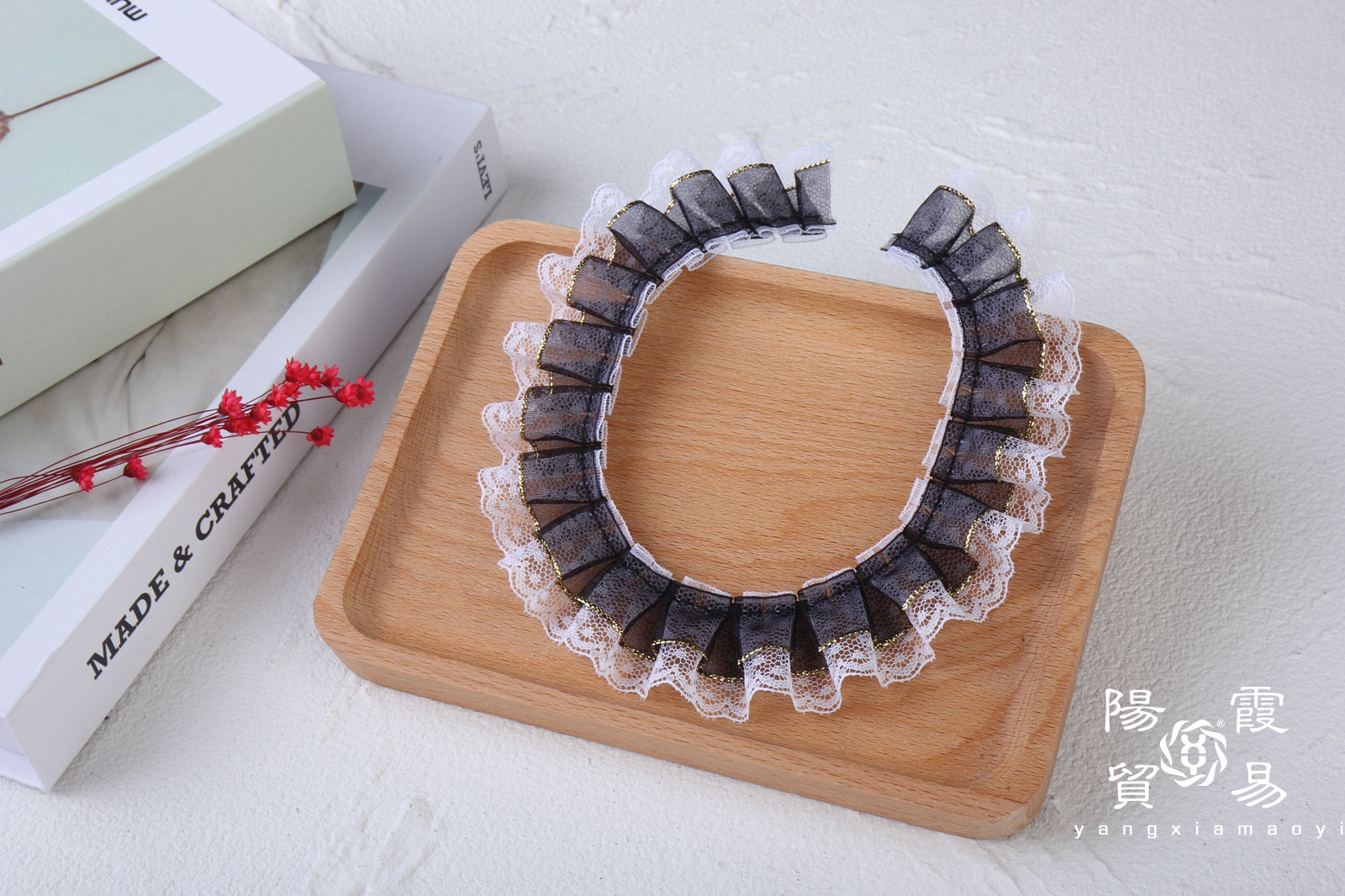 現物3.5cm金辺雪紗波点レース玩具家紡織バッグ工芸アクセサリースカート割引レース