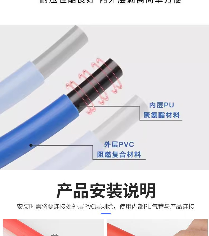 PU双层加厚阻燃管耐高温防烫防火花焊接气管PVC空压机软管-阿里巴巴