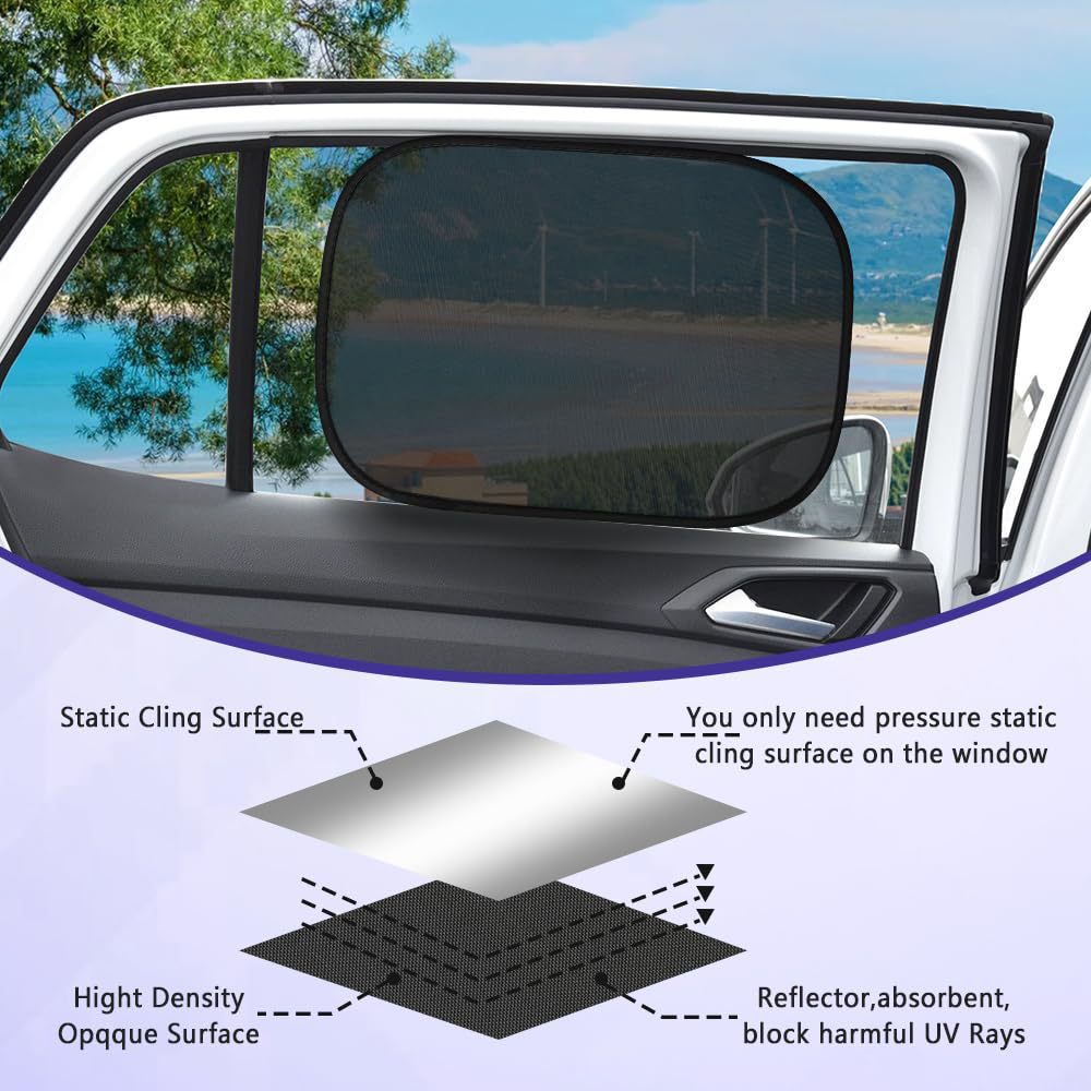 New PVC mesh electrostatic sunshade for side windows, full-glazed anti-glare adhesive car sunshade